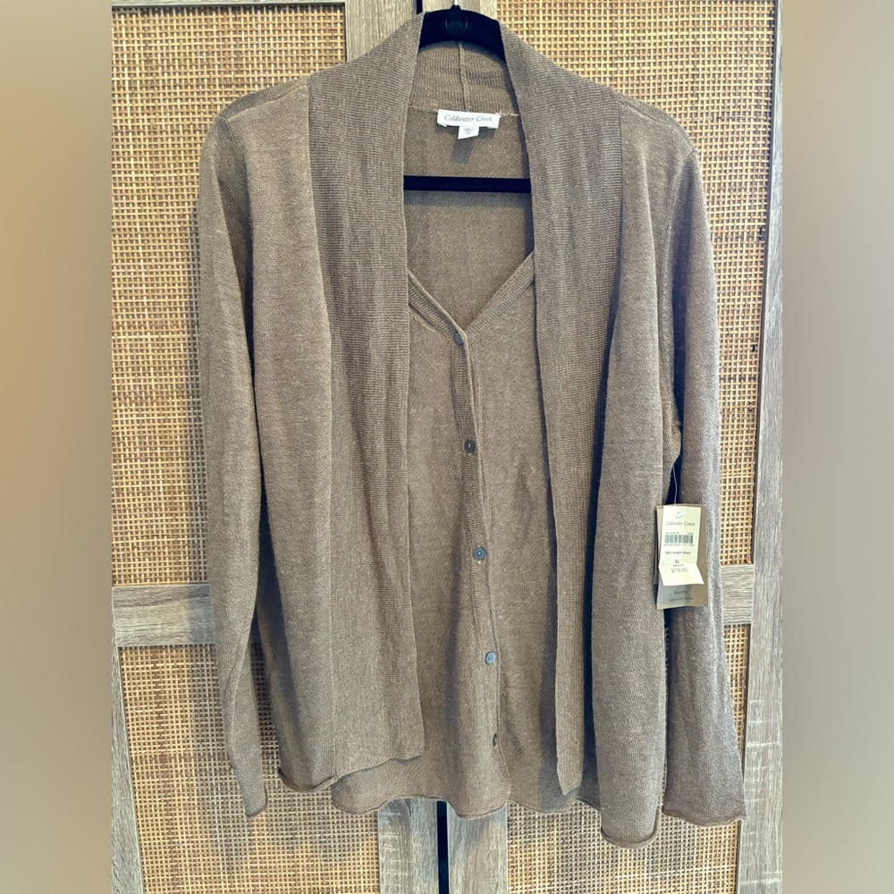 Coldwater Creek Taupe Duet Cardigan